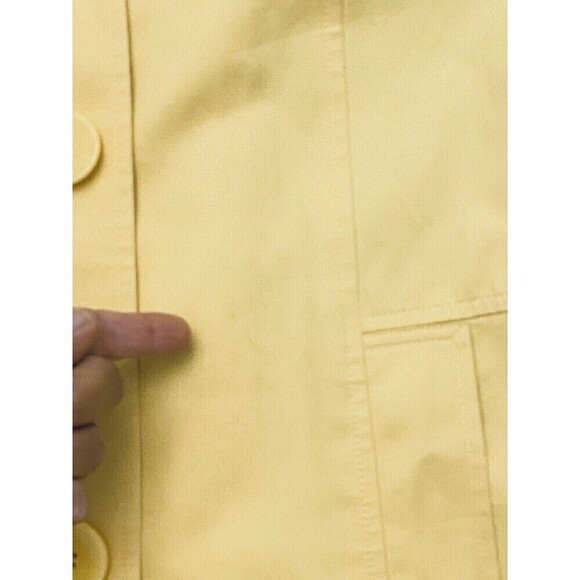 Talbots Womens Yellow Peacoat Coat Pockets Button Down Lined Cotton Sz 14 Petite - Picture 10 of 15